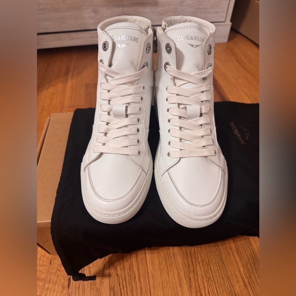 ZADIG & VOLTAIRE Logo High Top Zip Sneakers size 37 - Picture 7 of 11